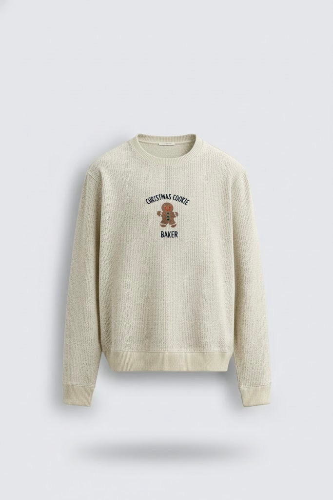 Gingerbread Cookie Embroidered Sweatshirt – Cookie Baker | 50/50 Nun Tuck Fleece