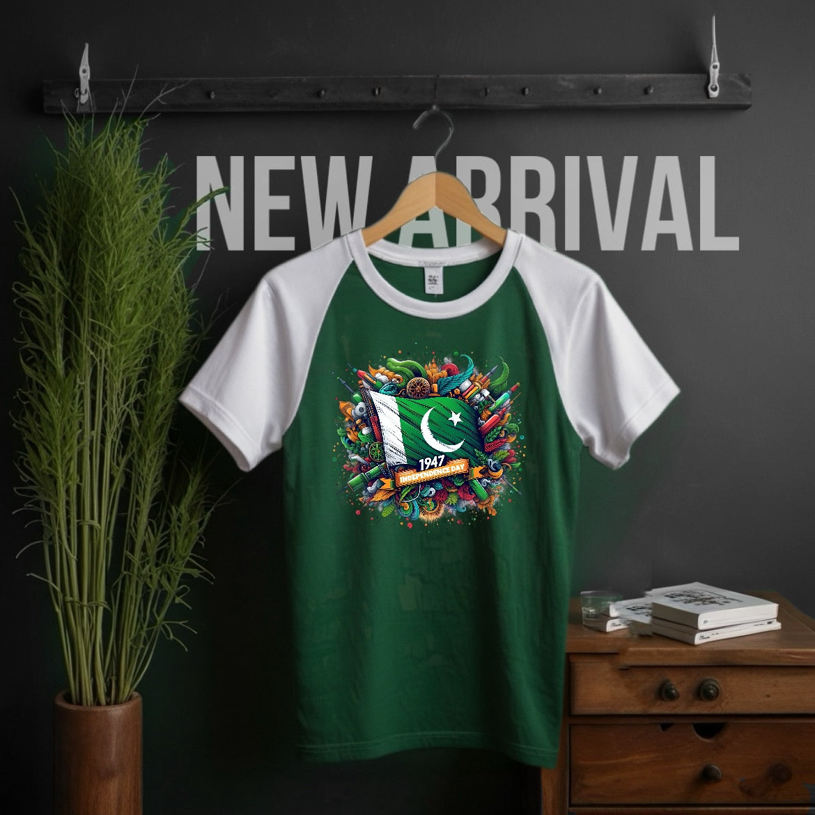 Premium Reglan Emerald Green Printed tee