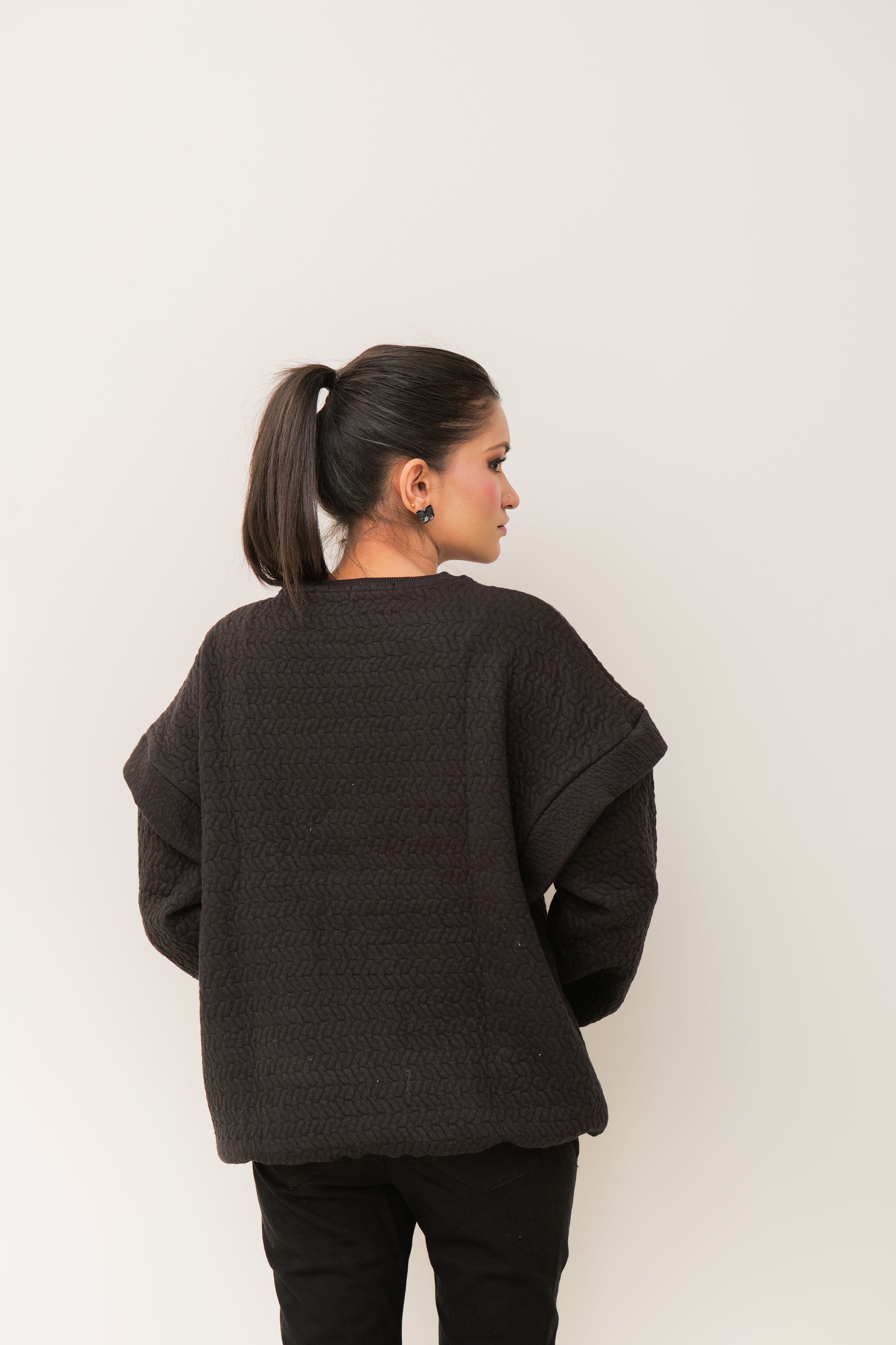 Black Jacquard Sweatshirt