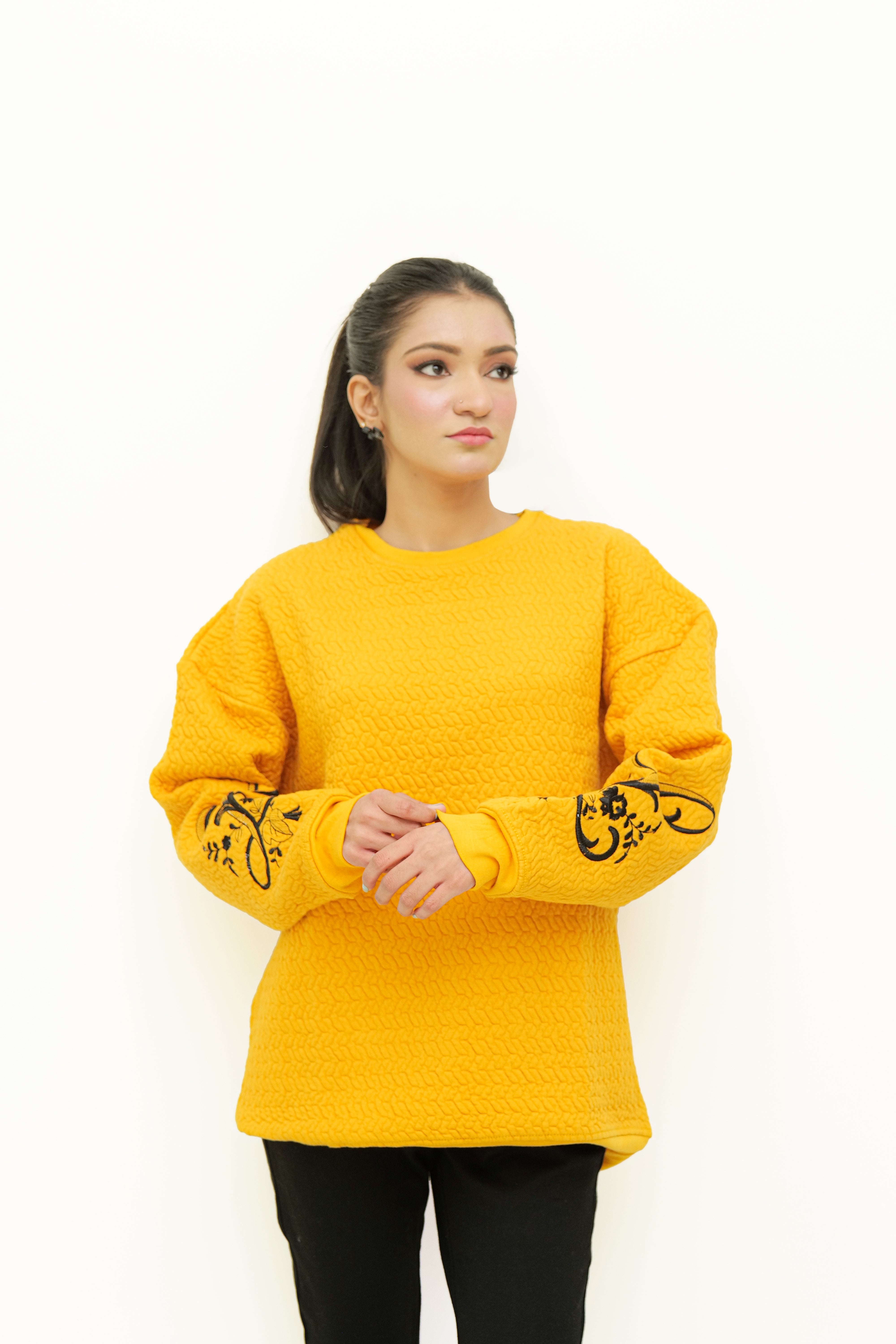 Mustard Jacquard Sweatshirt