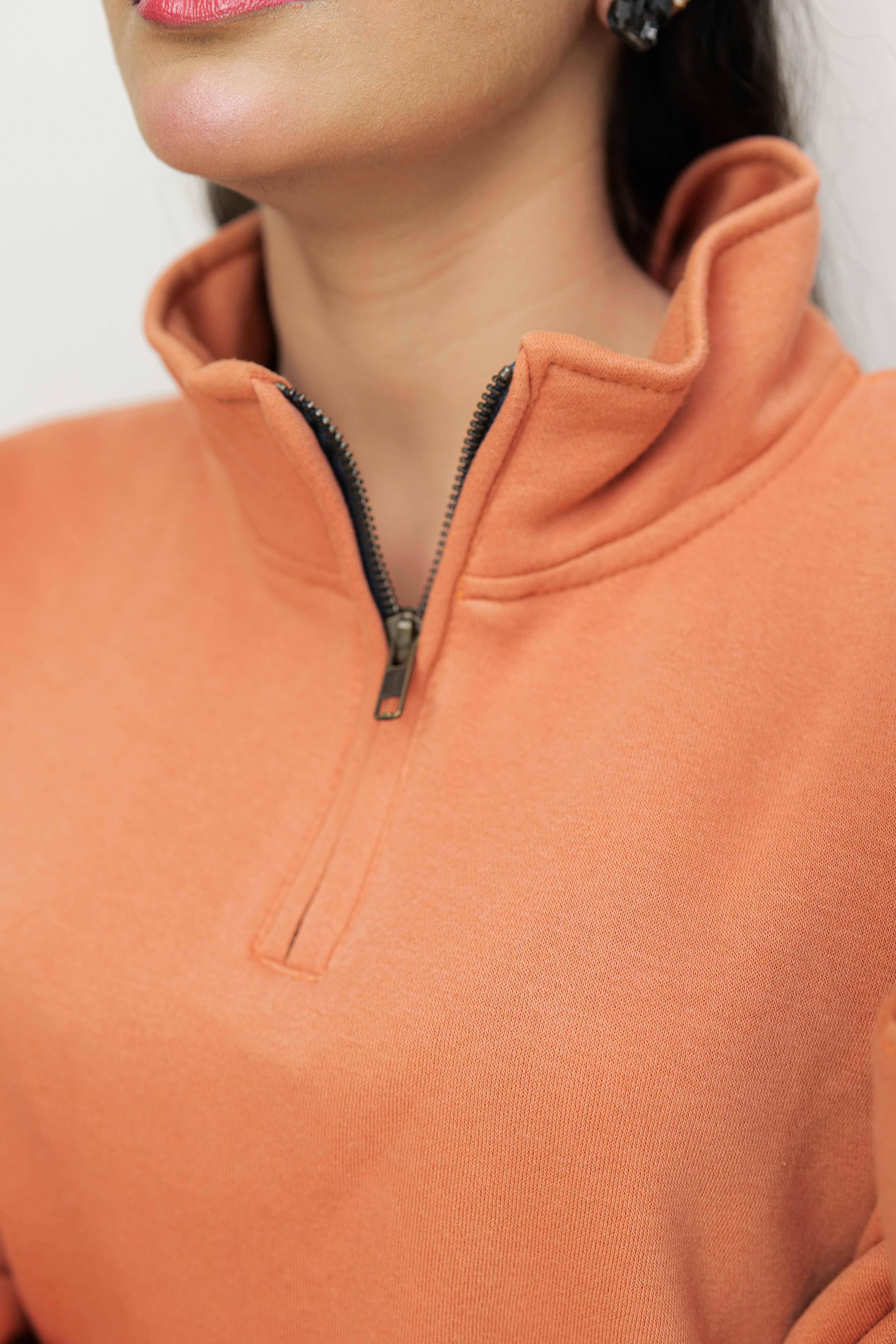 Rust Zipper Mock-Neck