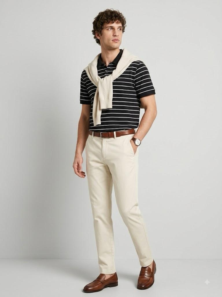 Black Striped Classic Polo