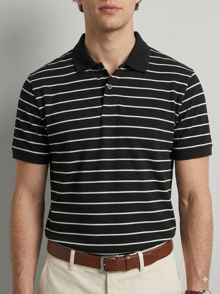 Black Striped Classic Polo