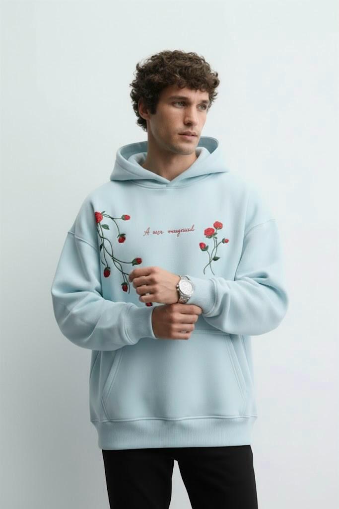 Blizzard Blue Embroidered Unisex Hoodie – Premium Streetwear Essential